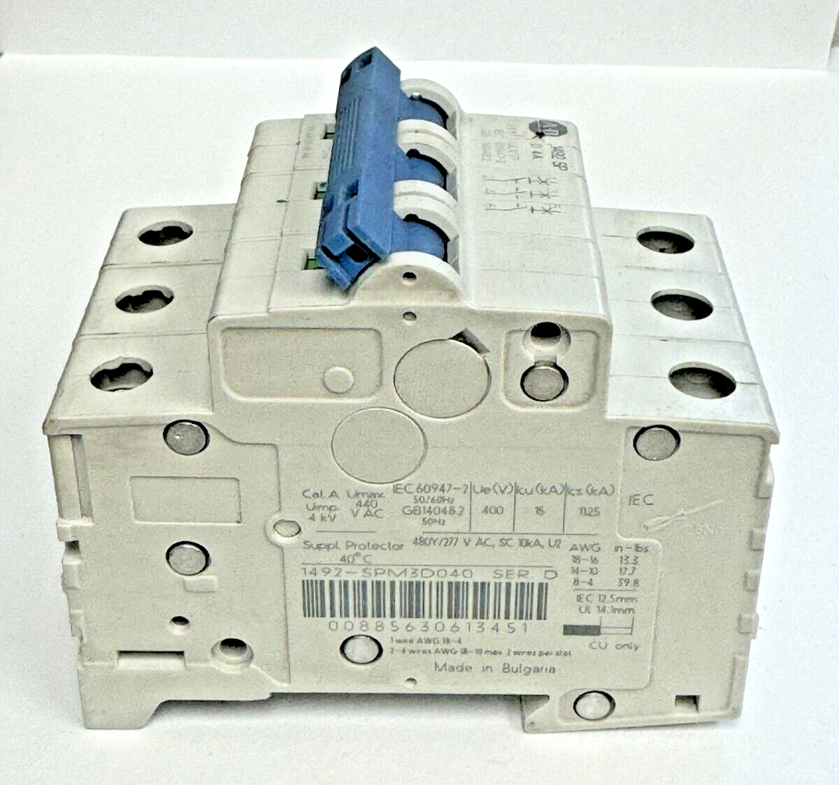 ALLEN-BRADLEY - 1492-SPM3D040 SER. D - CIRCUIT BREAKER - 3 P, 4 A, 277 V