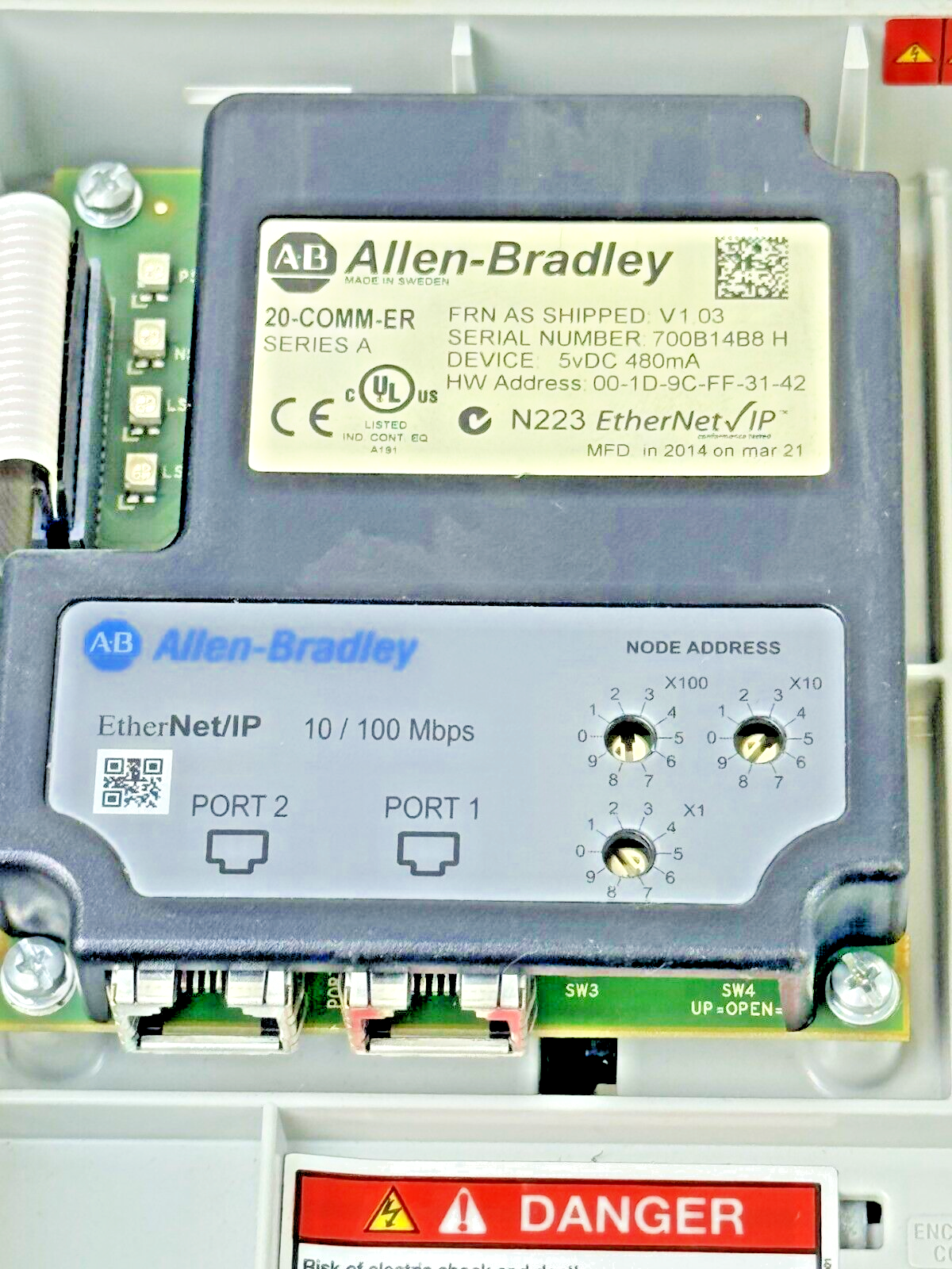 ALLEN-BRADLEY - 20AD8P0A3AYYNNC0 SER. A FW. 5.001 - POWERFLEX 70-480 VAC/3 PHASE