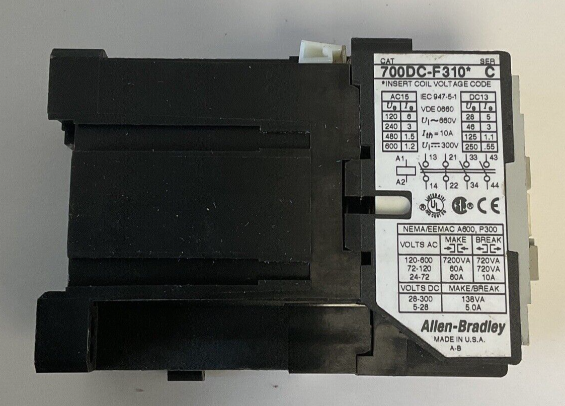 ALLEN BRADLEY 700DC-F310* CONTROL RELAY SER.C 31E 10A 660V
