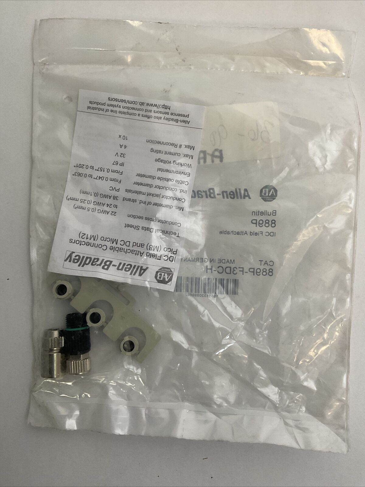 ALLEN BRADLEY 889P-F3DC-H IDC FIELD ATTACHABLE DC 3 PIN PICO FEMALE STRAIGHT