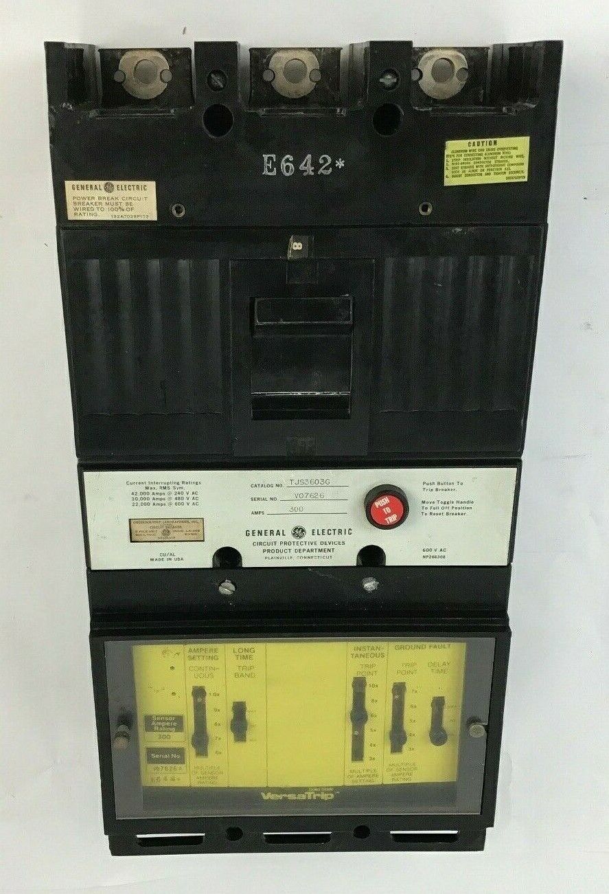 GE TJS36036 CIRCUIT BREAKER 300A 600VAC W/ VERSATRIP 300A TRIP UNIT
