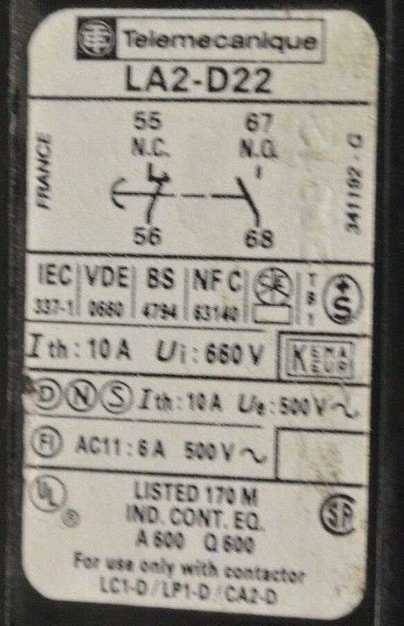 TELEMECANIQUE LA2-D22 - TIME DELAY MODULE / TIMER / ON DELAY / 0.1 to 30 SECONDS