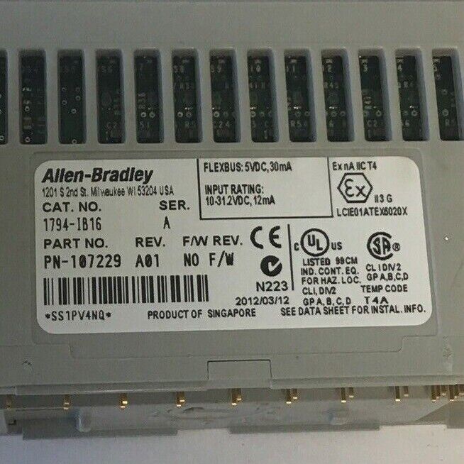 ALLEN BRADLEY 1794-IB16 SER.A REV.A01 NO F/W INPUT MODULE 1794-TB3 SER.A BASE