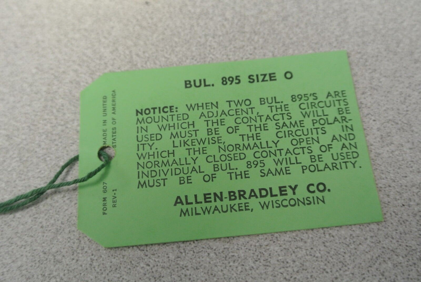 ALLEN-BRADLEY 895-A0 AUXILIARY CONTACT / SIZE 0 / N.O. CONTACTS / NEW SURPLUS