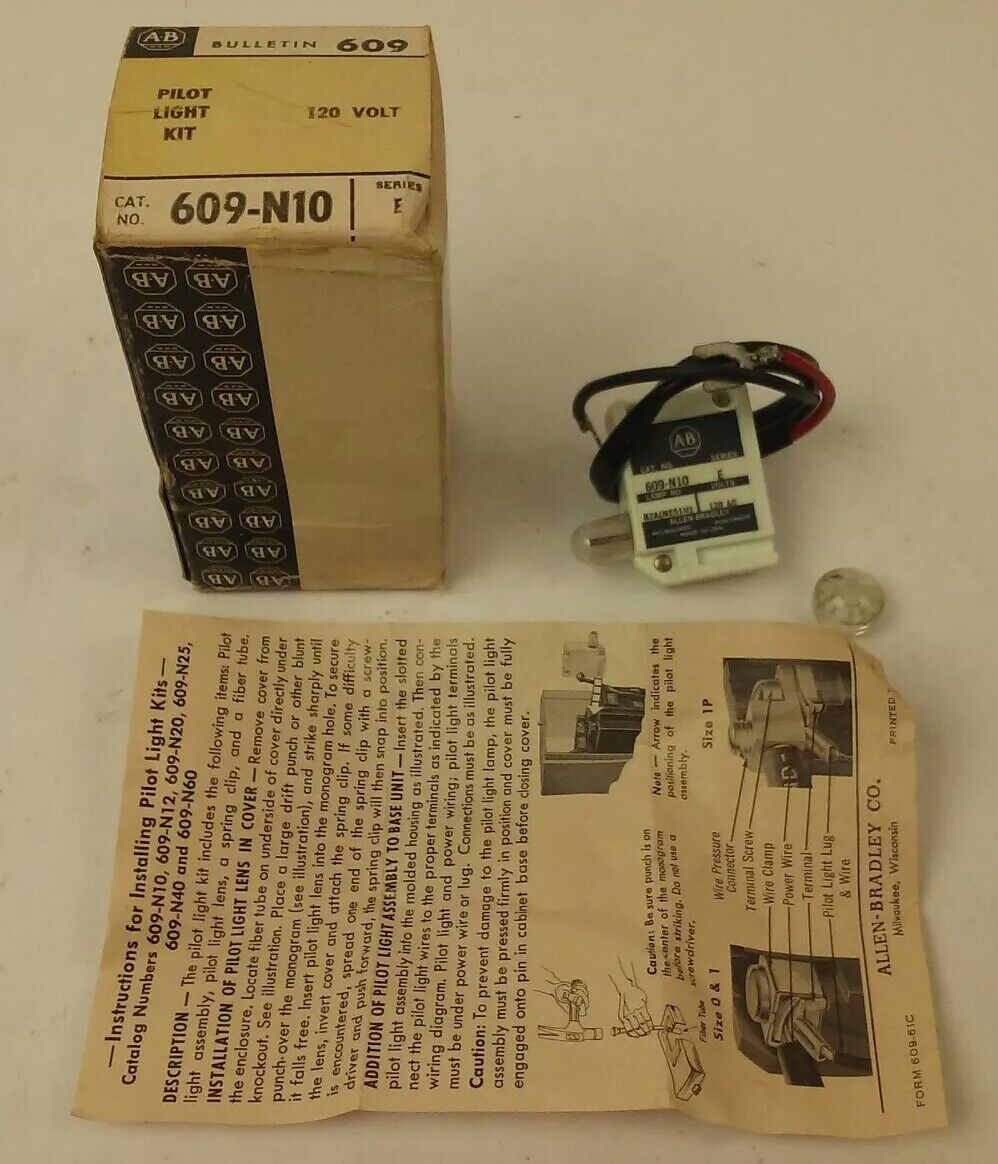 ALLEN BRADLEY 609-N10 SERIES E, PILOT LIGHT KIT, 120V, B2A(NE51H) LAMP