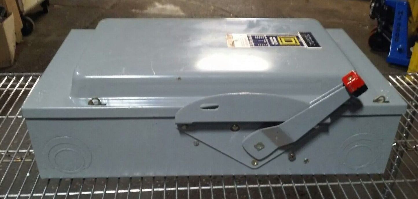 SQ. D HU364, SER. D2, SAFETY SWITCH, 200A, 600VAC/250DC, 3PH, MAX H.P. 150 USED