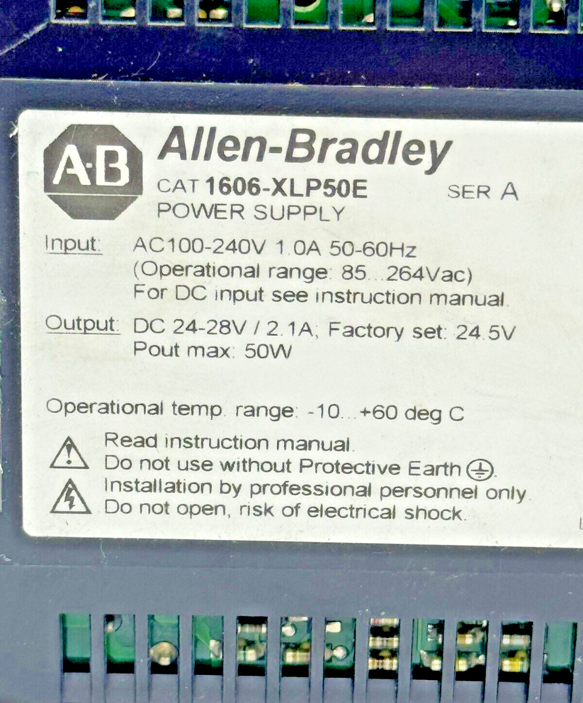 ALLEN-BRADLEY - 1606-XLP50E SER. A - POWER SUPPLY - 50 W, 24 VDC, 2.1 A