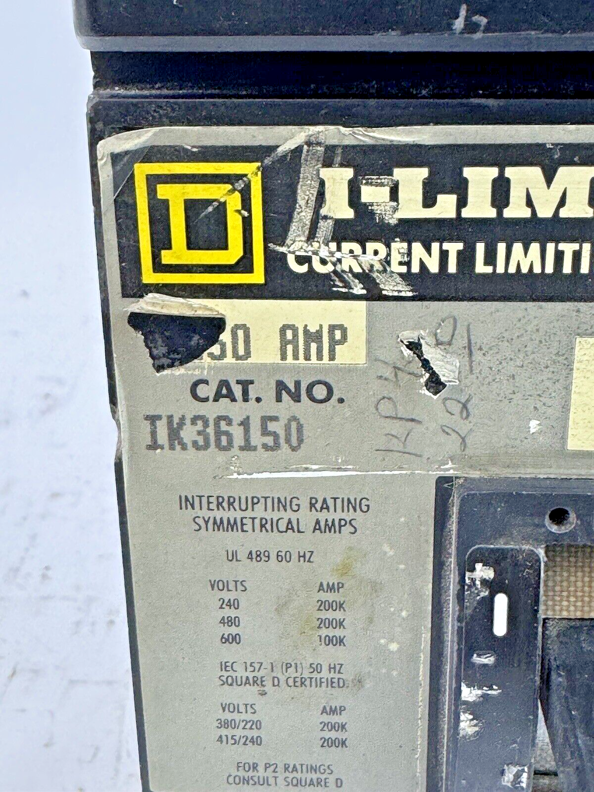 SQUARE D - IK36150 - I-LINE MOLDED CASE CIRCUIT BREAKER - 150 AMP/3 POLE/600 VAC