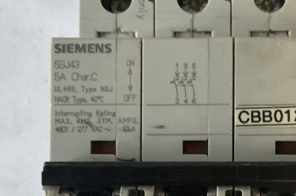 SIEMENS 5SJ4311-7HG42 CIRCUIT BREAKER 5A 480VAC 10KA