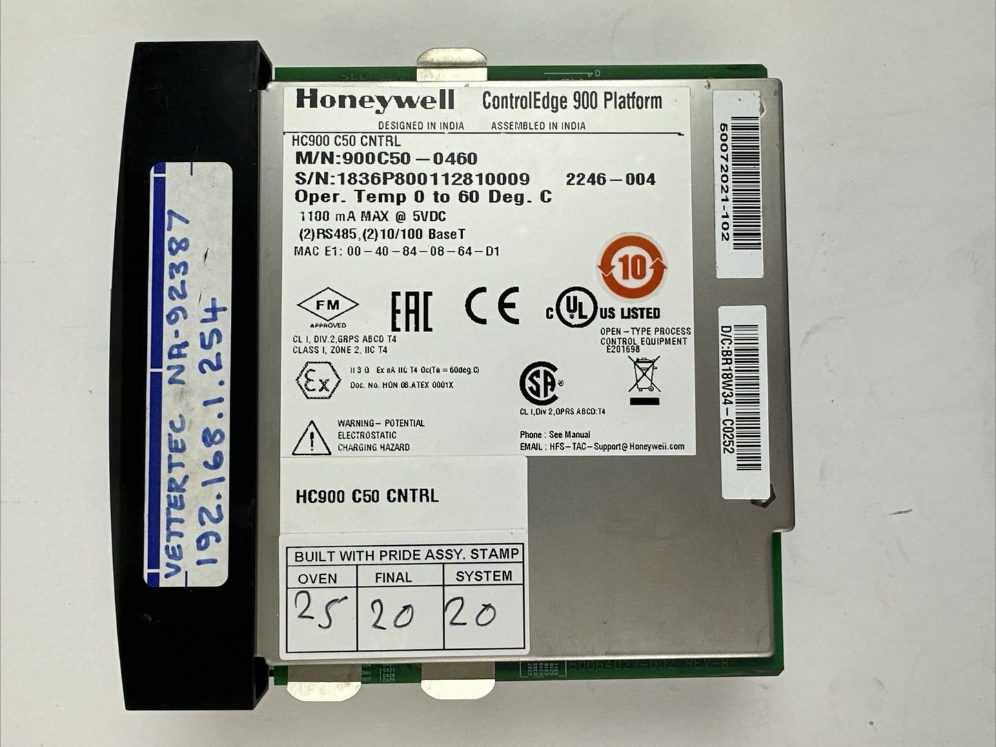 HONEYWELL 900C50-0460 CONTROL EDGE 900 PLATFORM 1100mA @ 5VDC