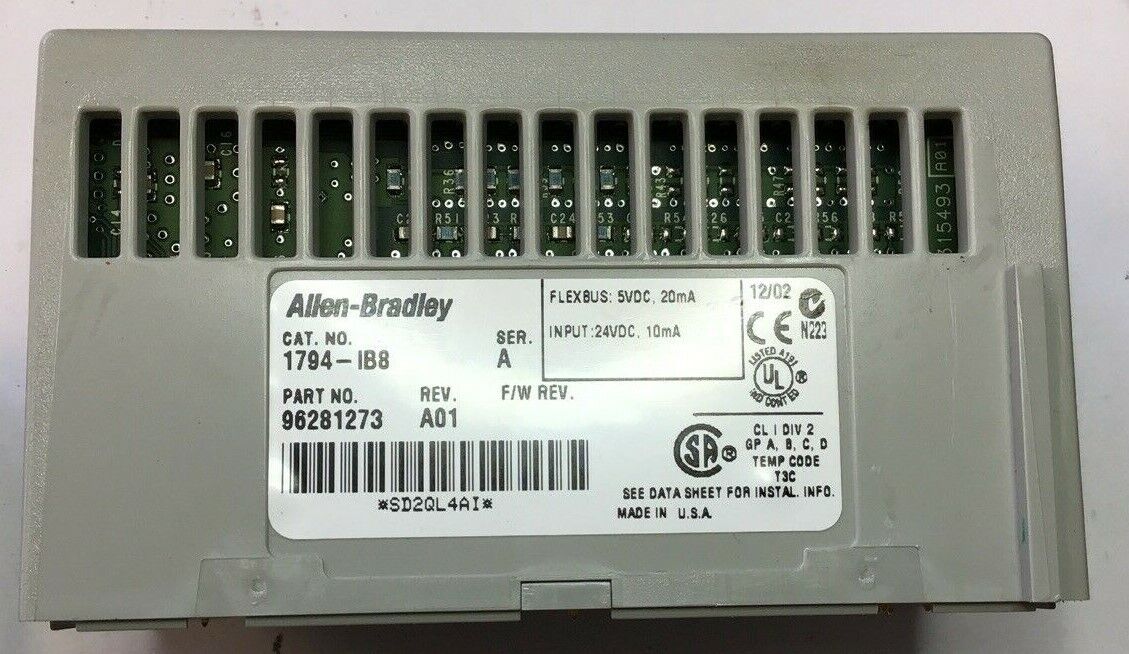 ALLEN BRADLEY 1794-IB8 SER.A REV.A01 FLEX I/O INPUT W/ 1794-TB3S TERMINAL BASE