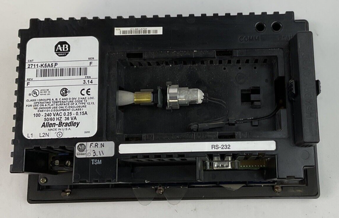ALLEN BRADLEY 2711-K5A5 OPERATOR INTERFACE PANEL SER.F REV.F FRN:3.14 240VAC