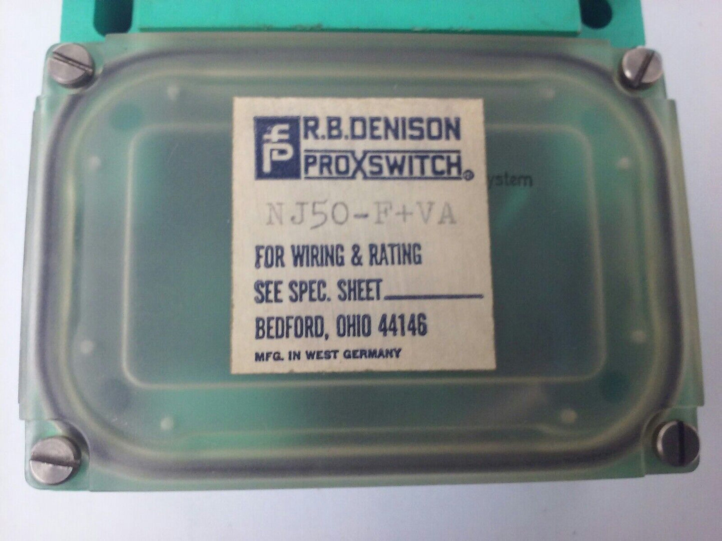 R.B.DENISON NJ50-F+VA, PROXIMITY LIMIT SWITCH, 250V, BUL. 900, NEW SURPLUS, NJ50