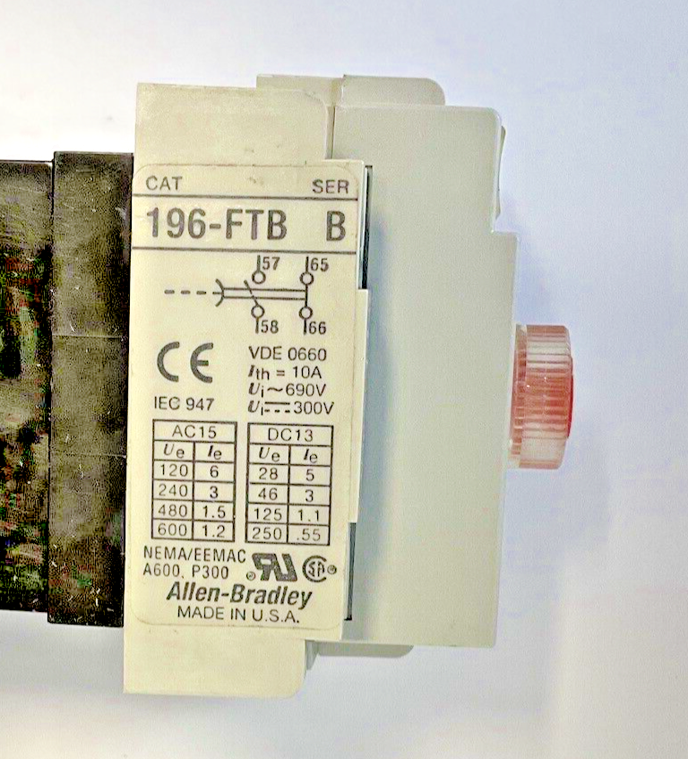 ALLEN-BRADLEY 700-F220A1 SER. C CONTROL RELAY / 196-FTB SER.B TIMER