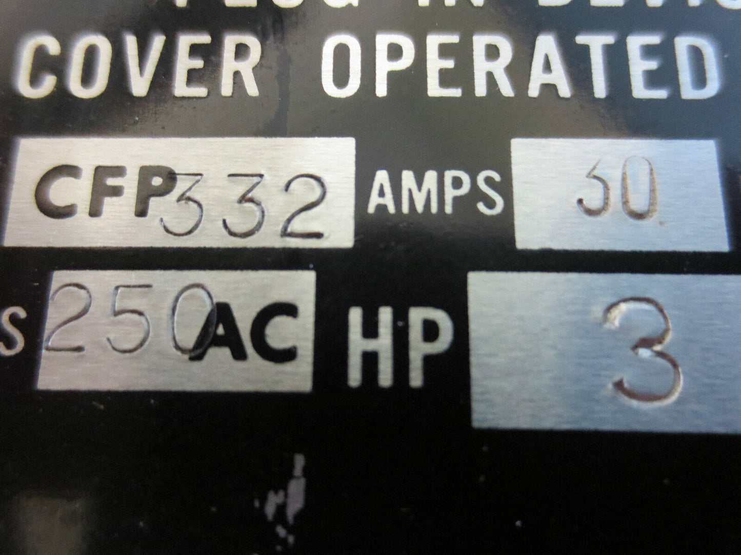 FEDERAL PACIFIC FPE CFP332 FUSIBLE BUS PLUG / SWITCH 30A 250VAC 3-POLE 3HP - NEW