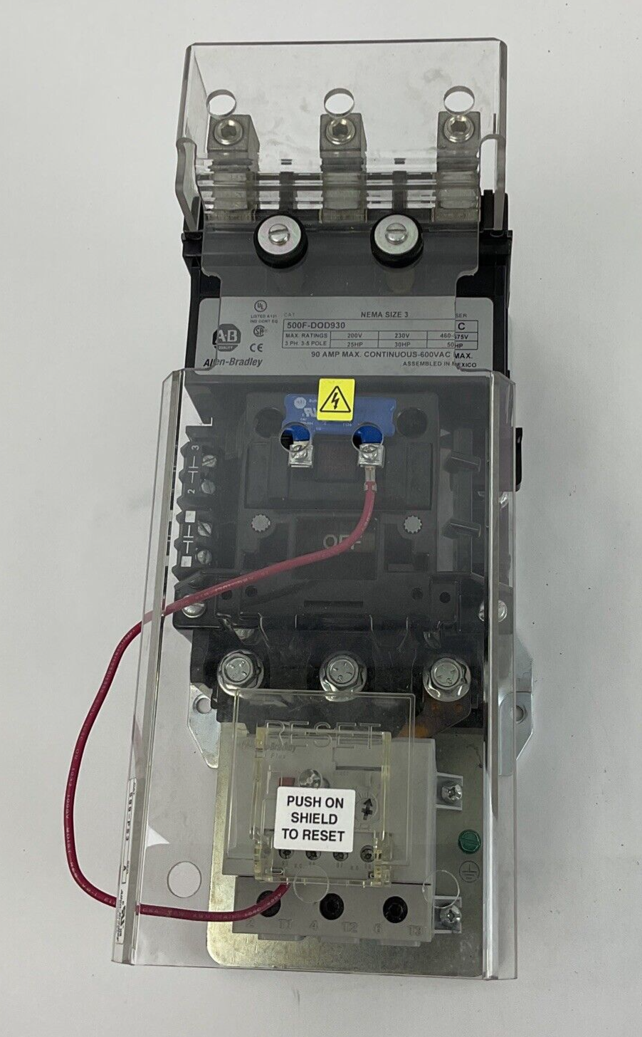 ALLEN BRADLEY 500F-DOD930 STARTER SER.C SIZE3 600V 50HP 600VAC