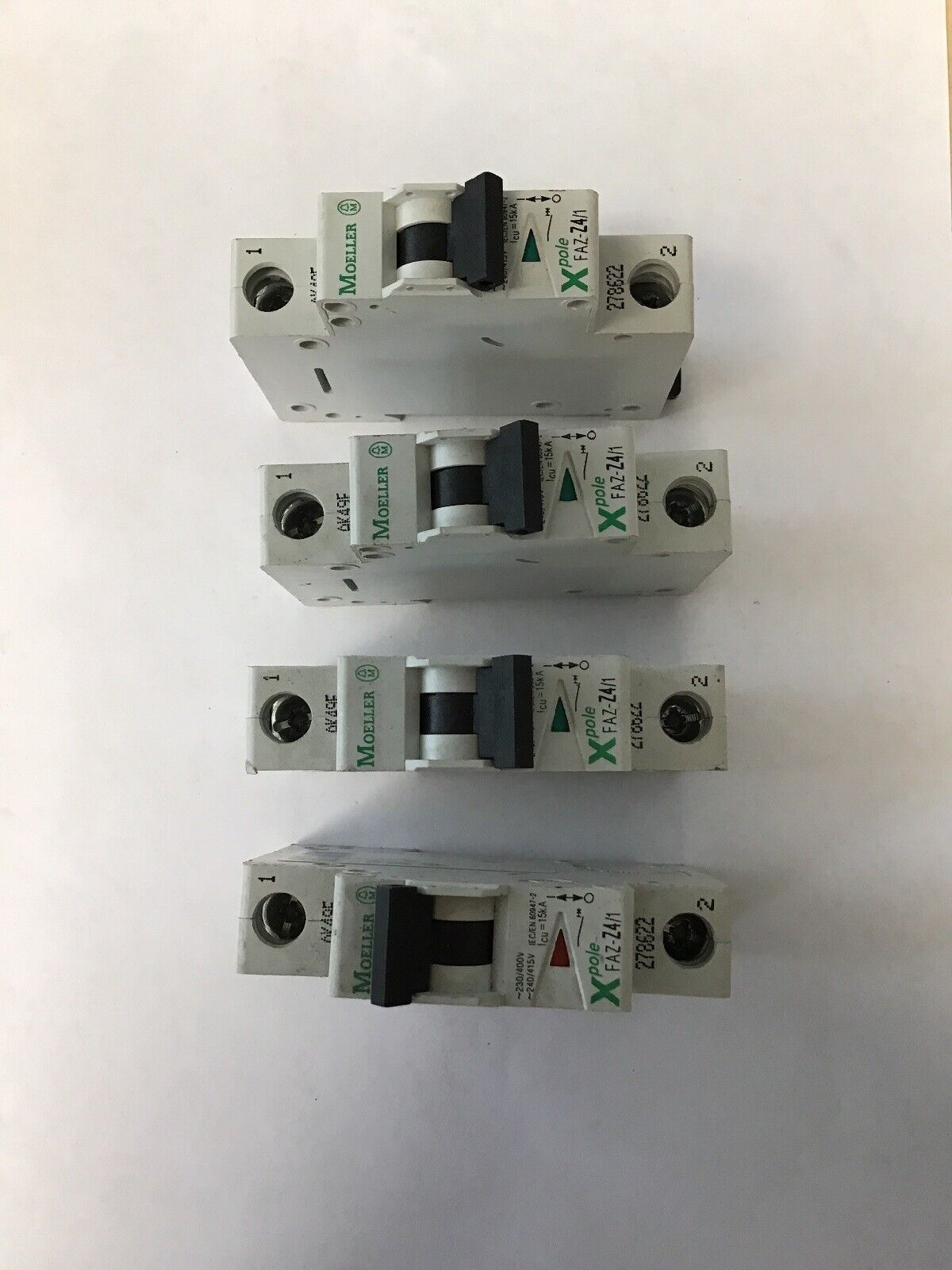 MOELLER FAZ-Z4/1 CIRCUIT BREAKER 240VAC/415V 1POLE (LOT OF 4)