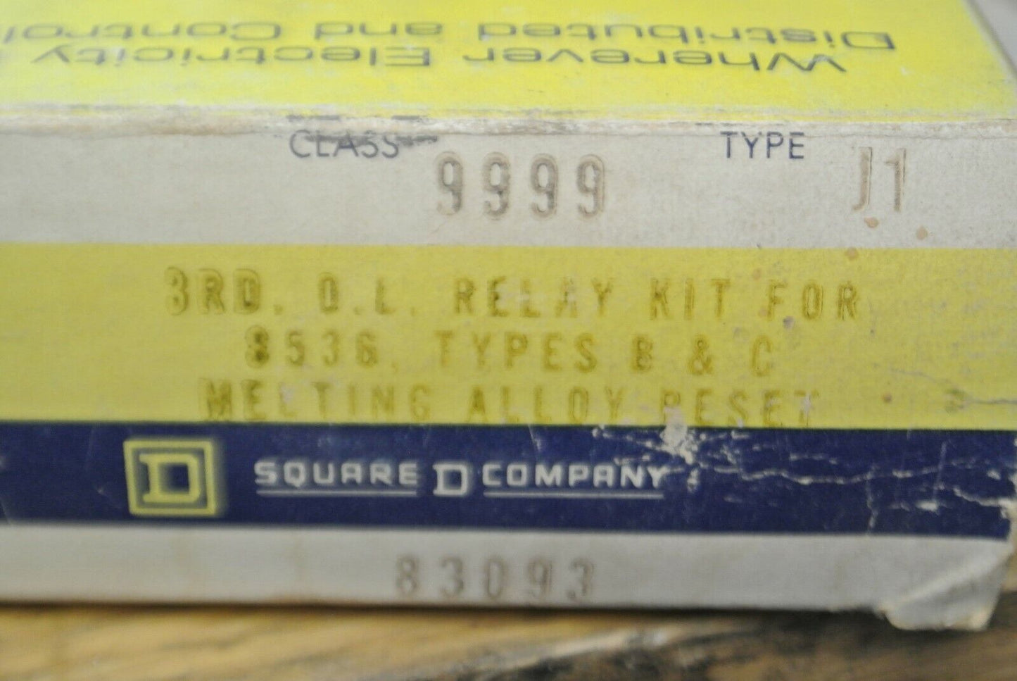 SQUARE D 9999 J1 / 3rd OVERLOAD RELAY for 8536 TYPES B & C / RESET / NEW SURPLUS