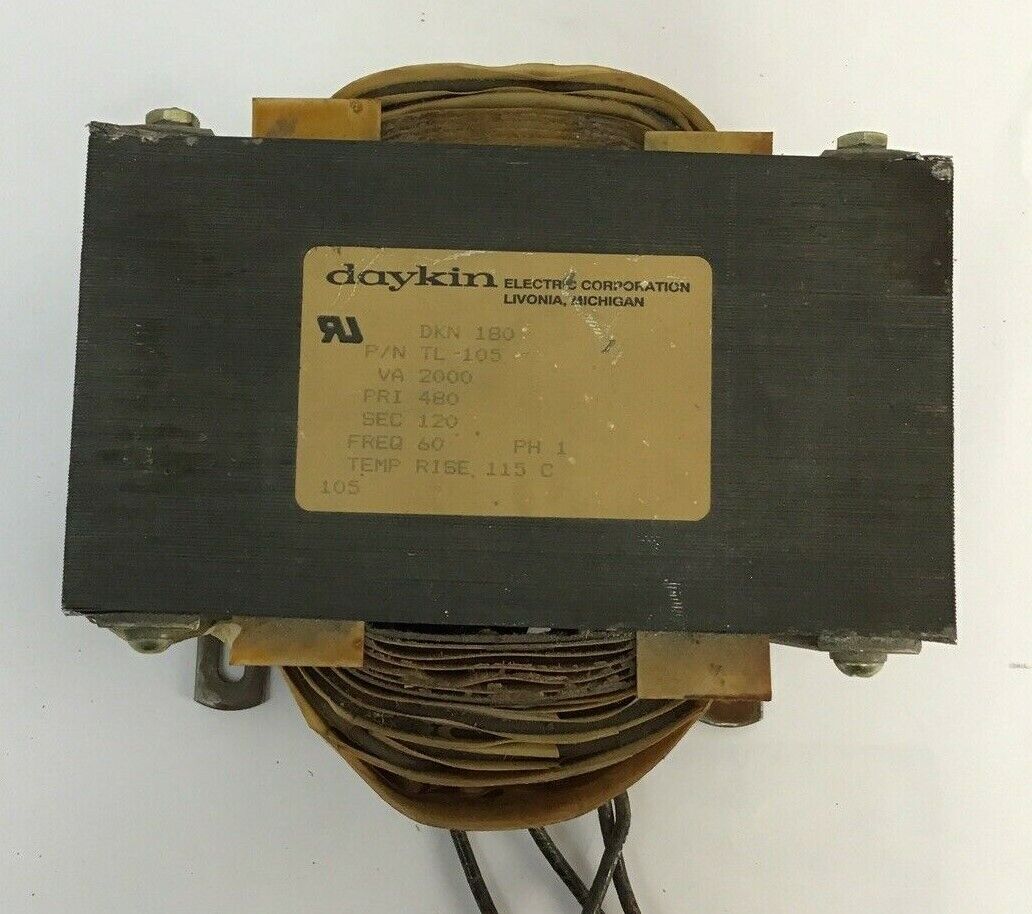 DAYKIN TL 105 TRANSFORMER DKN 180 480V PH1 60HZ 2000VA