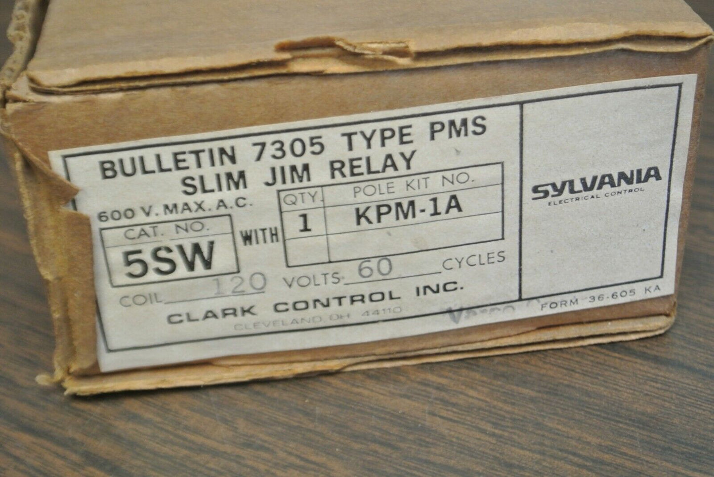 SYLVANIA BULLETIN 7305 5SW / 5S TYPE PMS SLIM JIM RELAY / 120V NEW SURPLUS