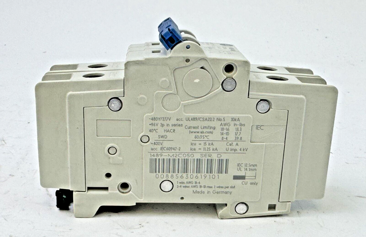 ALLEN-BRADLEY - 1489-M2C050 SER. D - MINIATURE CIRCUIT BREAKER - 2 POLE, 5A,