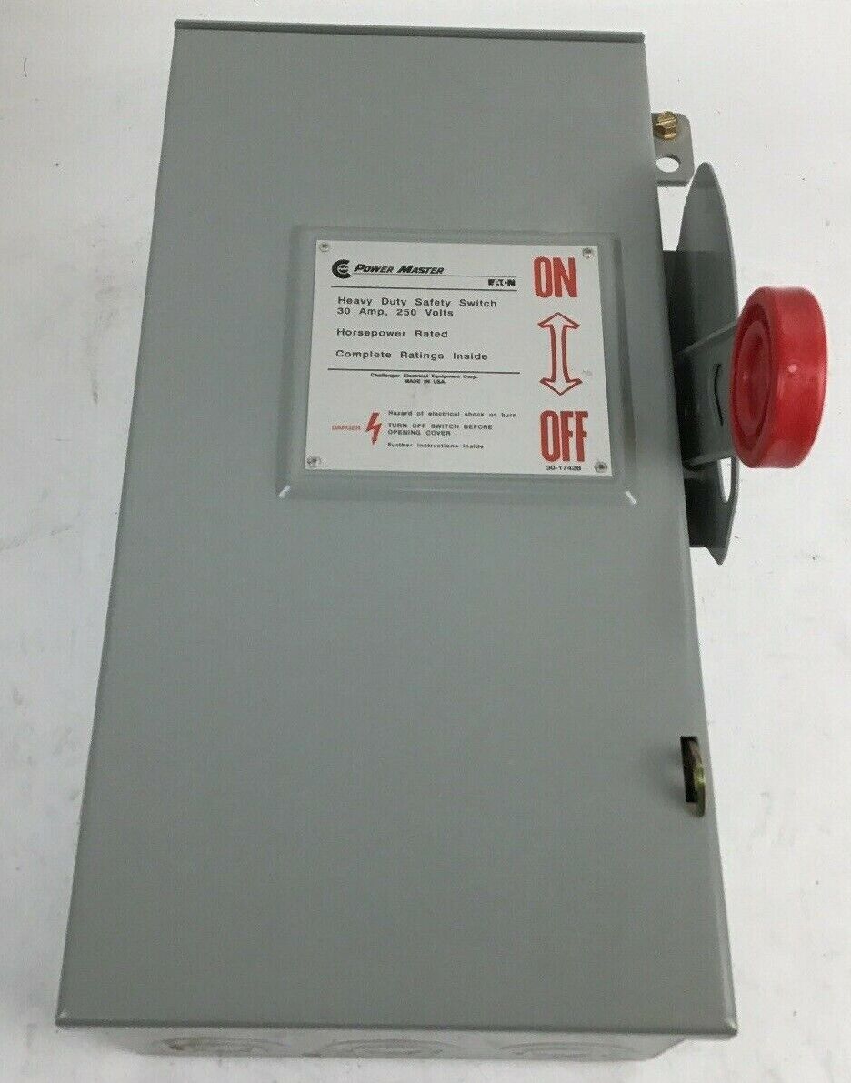POWERMASTER RH321SNK HEAVY DUTY SAFETY SWITCH, 3R RAINPROOF 30AMP 240VAC FUSIBLE