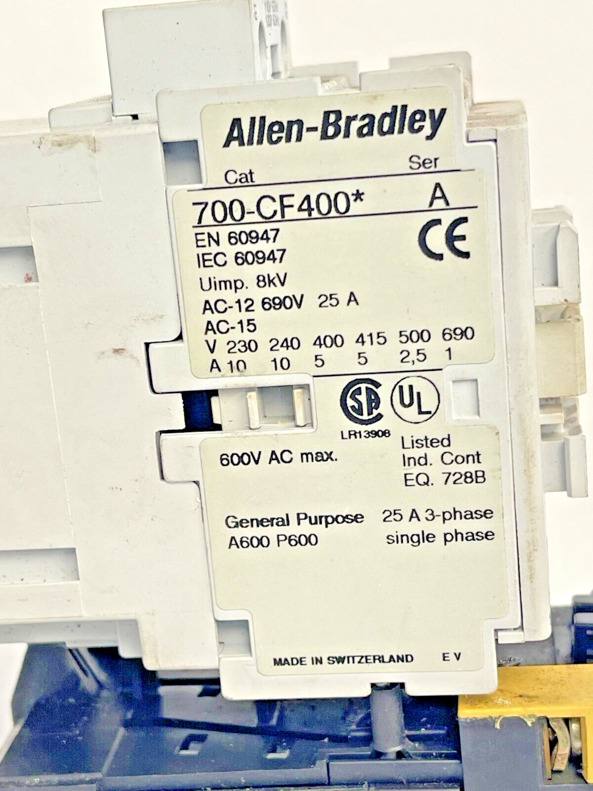 ALLEN BRADLEY - 700-CF400* SER. A CONTACTOR & 193-BSB 16 SER. B RELAY 120 V COIL