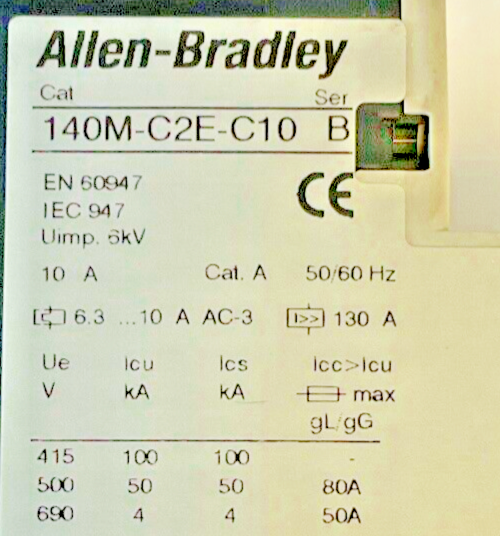 ALLEN-BRADLEY 140M-C2E-C10 SER.B MOTOR PROTECTOR 10 A