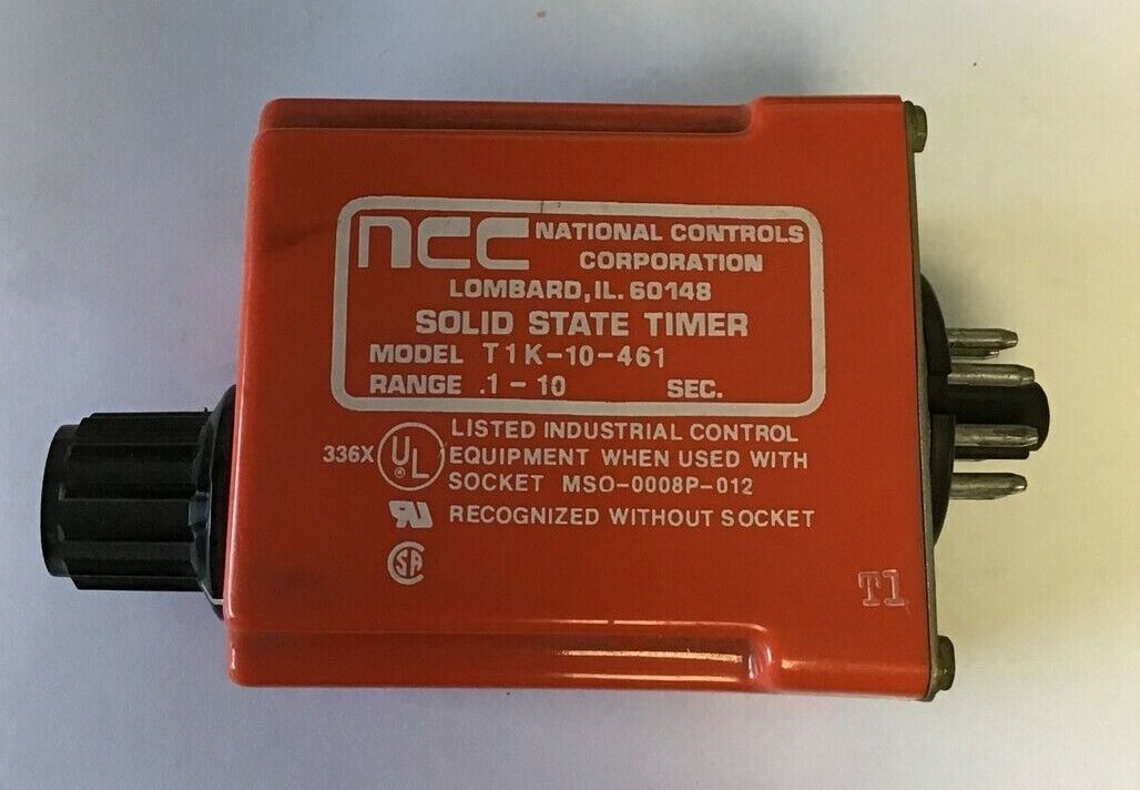 NATIONAL CONTROLS T1K-10-461 SOLID STATE TIMER .1-10SEC. 120VAC 50/60HZ