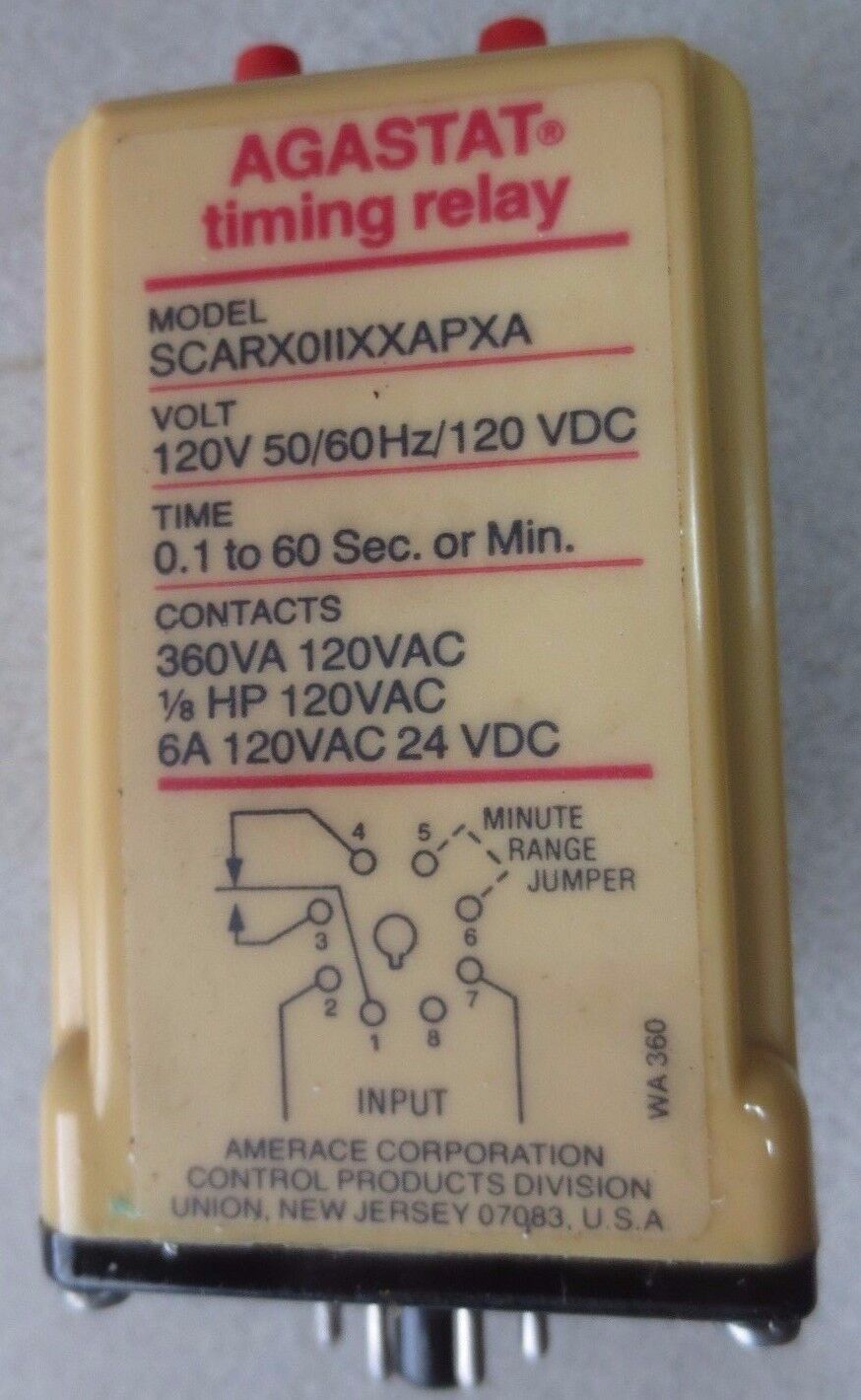 AGASTAT SCARX011XXAPXA TIMING RELAY 120/60 - 0.1 to 60 Sec. or Min. - NEW in BOX