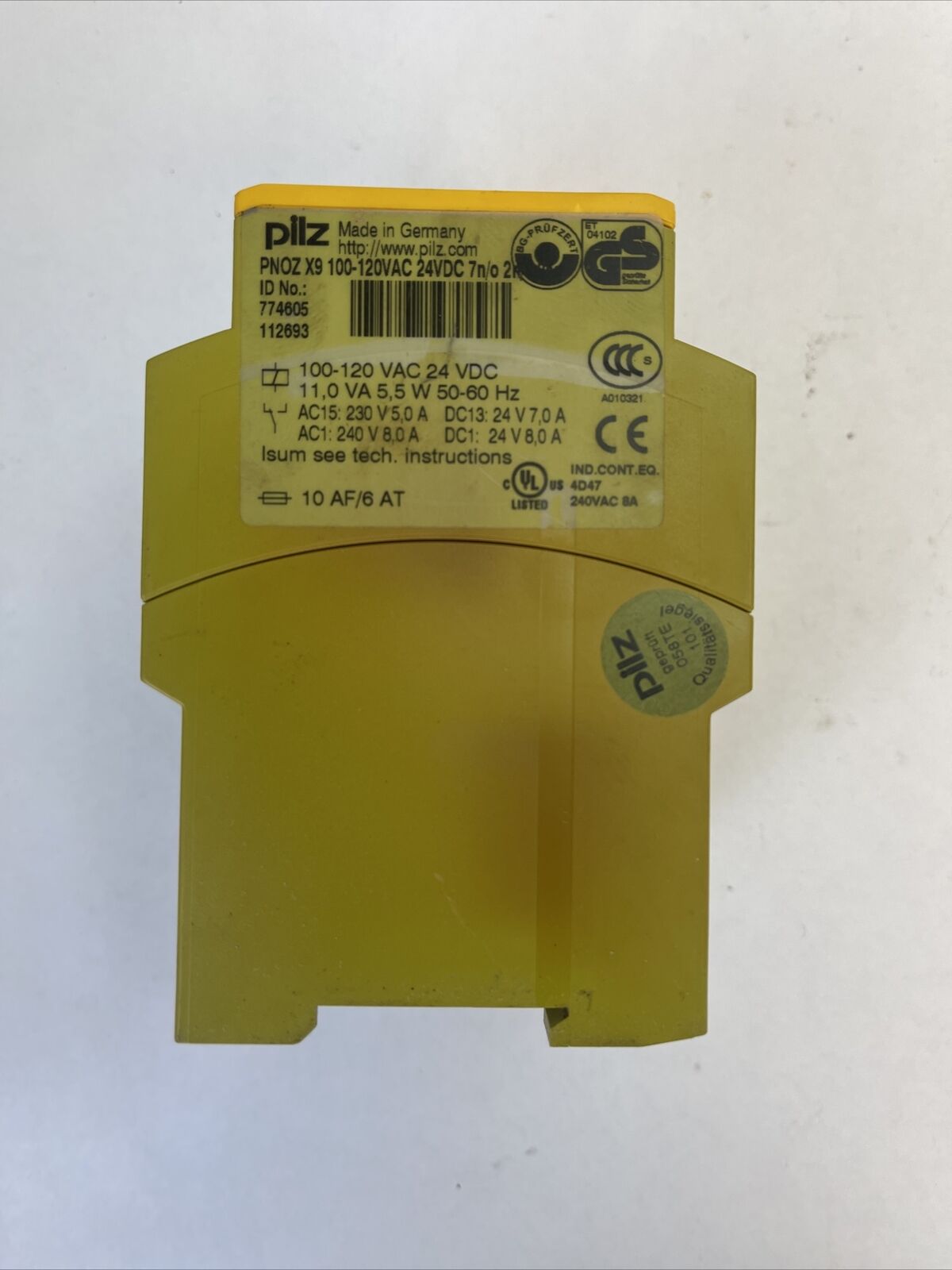 PILZ PNOZ X9 100-120VAC 24VDC 7n/o SAFETY RELAY 11,0 VA 5,5W 50-60HZ