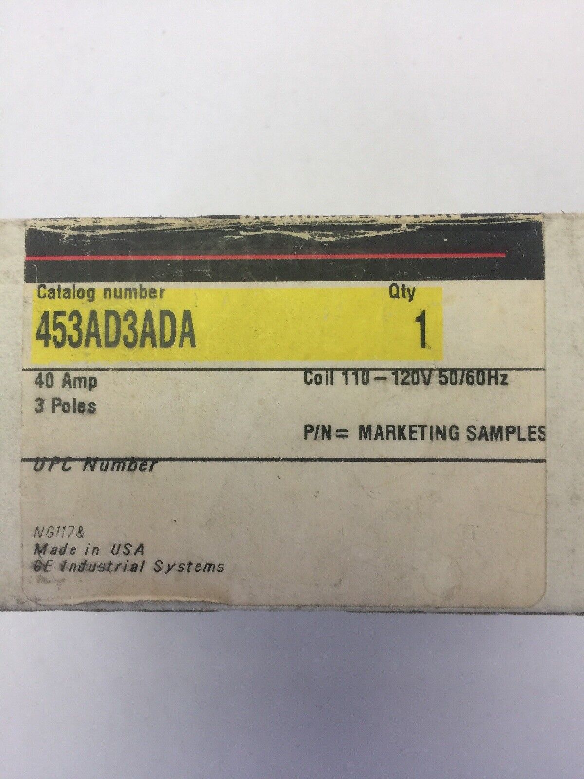 GE CR453AD3ADA CONTACTOR 40 AMPS 3 POLE COIL 110-120V 50/60HZ