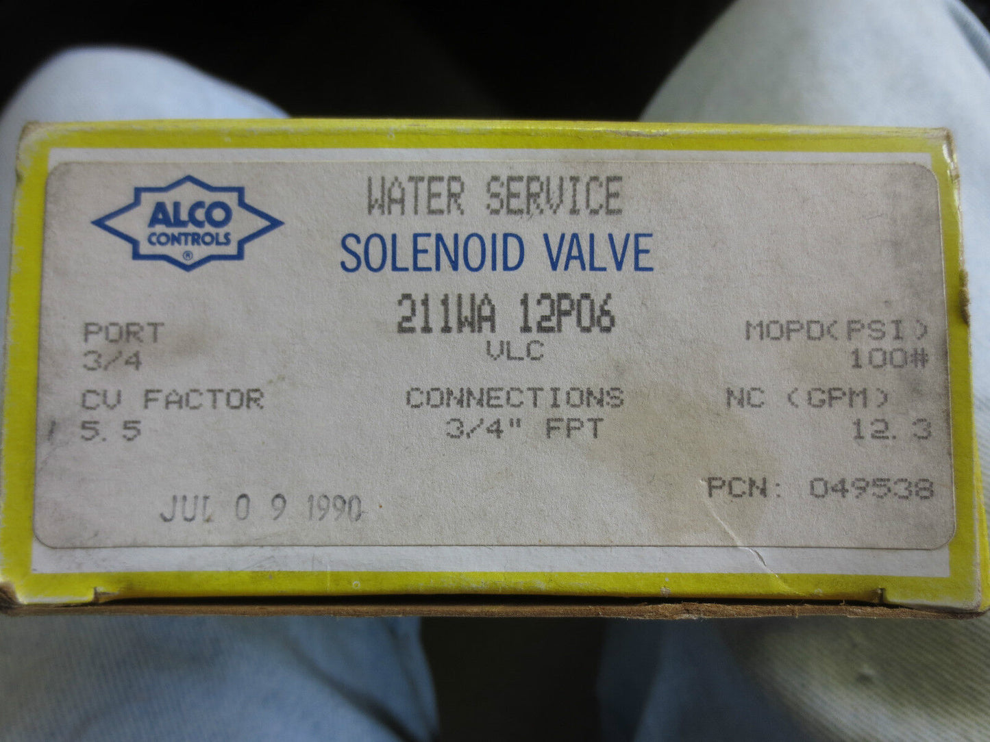 ALCO CONTROLS 211WA 12P06 WATER SERVICE SOLENOID VALVE 3/4' 12.3 GPM NEW SURPLUS