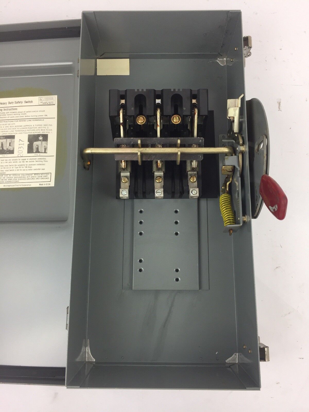 WESTINGHOUSE JHU361 HEAVY DUTY SAFETY SWITCH 600 VAC 480 VAC 240 VAC 30 AMP