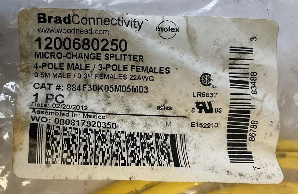 BRAD CONNECTIVITY 1200680250 MICRO-CHANGE SPLITTER 4POLE-3POLE