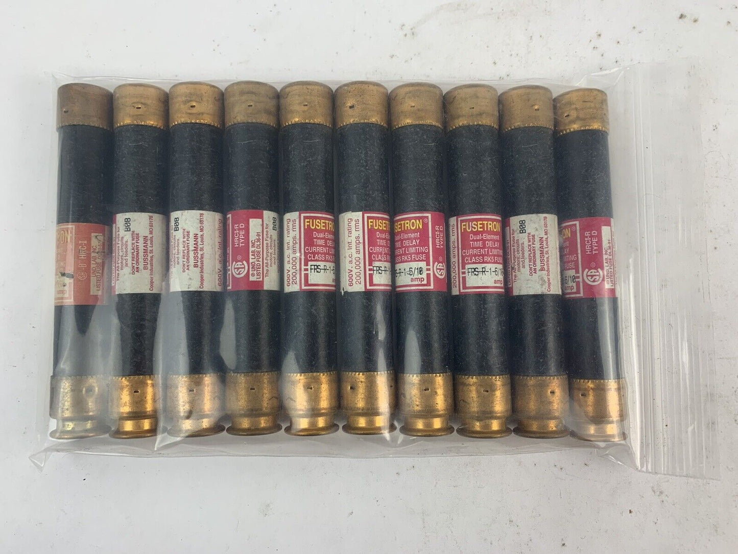 Bussmann Fusetron Dual-Element FRS-R-1 6/10 1 6/10 A 600V Fuse "Lot of 10"