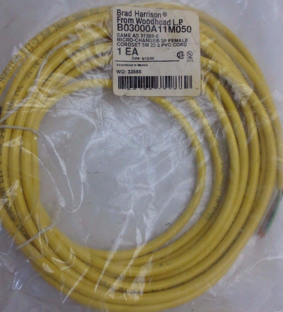 BRAD HARRISON / WOODHEAD B03000A11M050 / 81289-E MICRO-CHANGE 3P FEMALE CORDSET