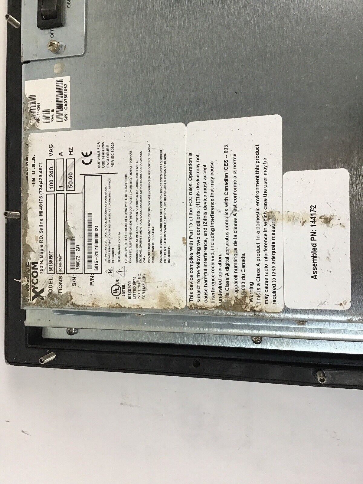 XYCOM 5015KPMT PROFACE OPERATOR PANEL 100-240VAC 1A 50-60HZ (SEE DESCRIPTION)