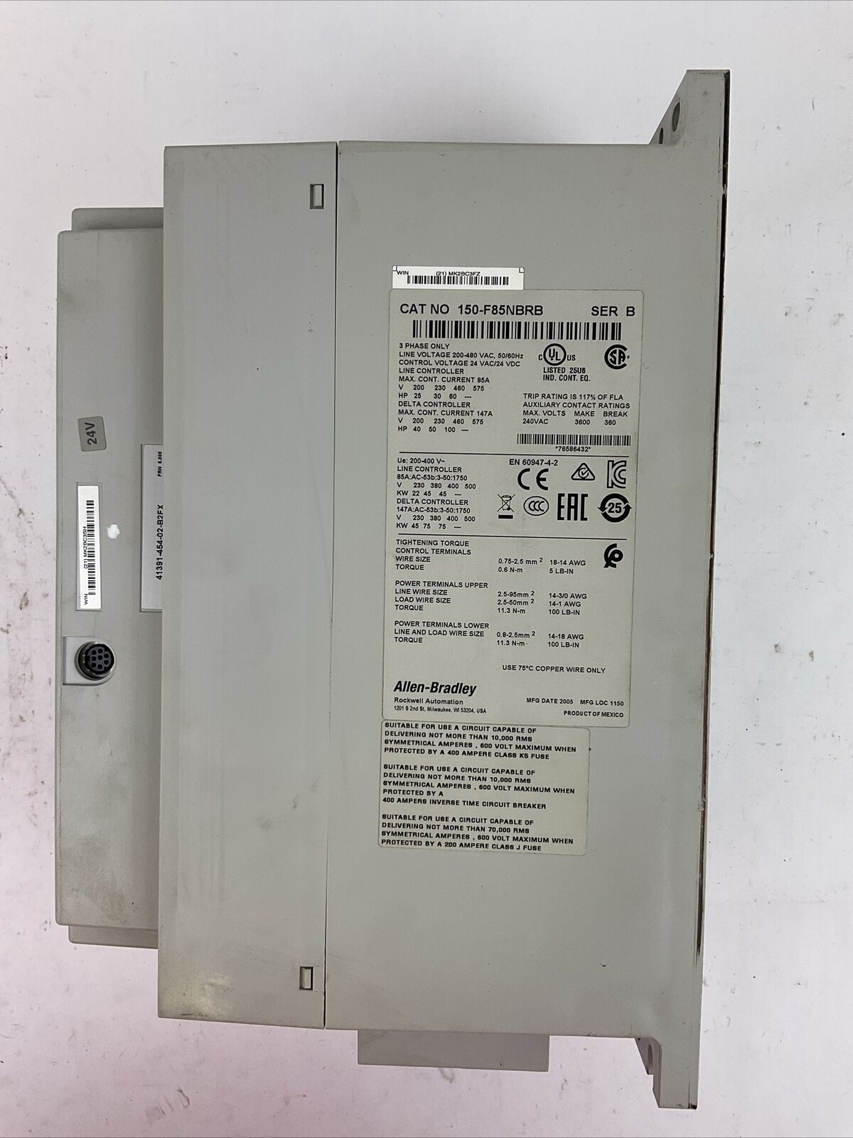 ALLEN BRADLEY 150-F85NBRB SER B SMC-FLEX SMART MOTOR CONTROLLER