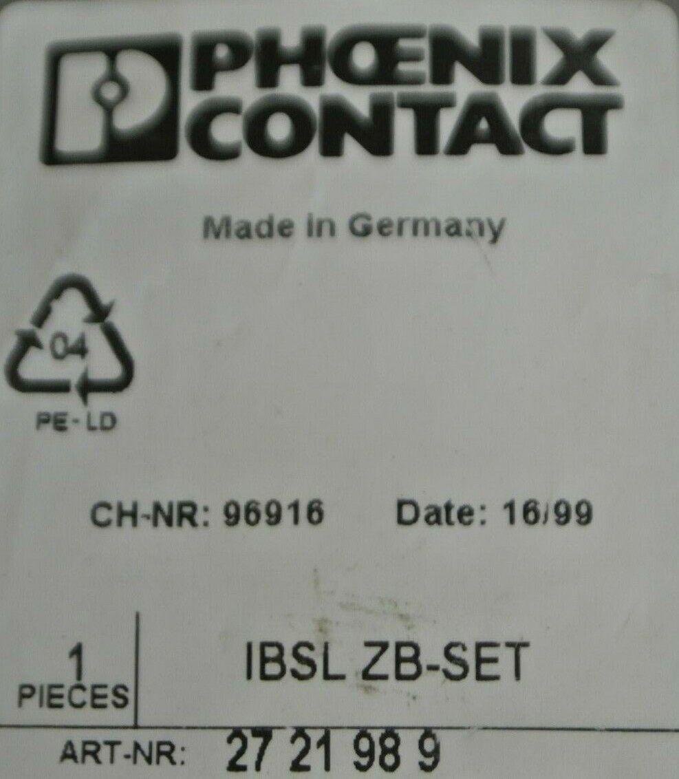 PHOENIX CONTACT 27 21 98 9 INTERBUS-LOOP 2 SET / MARKER PLATES & PROTECTION CAPS