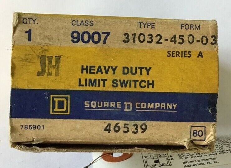 SQUARE D 9007 LIMIT SWITCH BODY 31032-450-03 SER.A 600VAC 10A JH