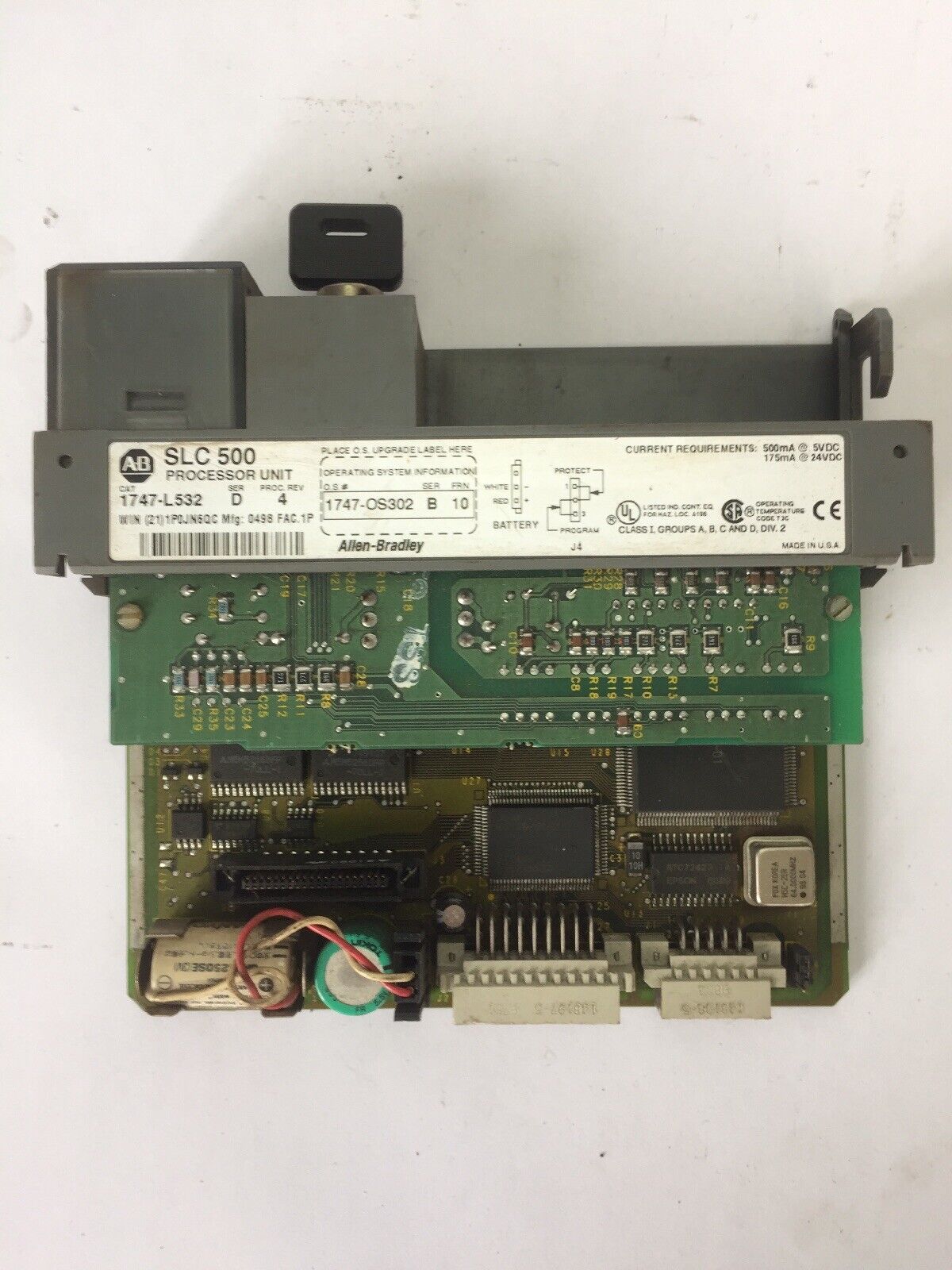 ALLEN BRADLEY 1747-L532 PROCESSOR UNIT 24VDC SER D PROC. REV 4