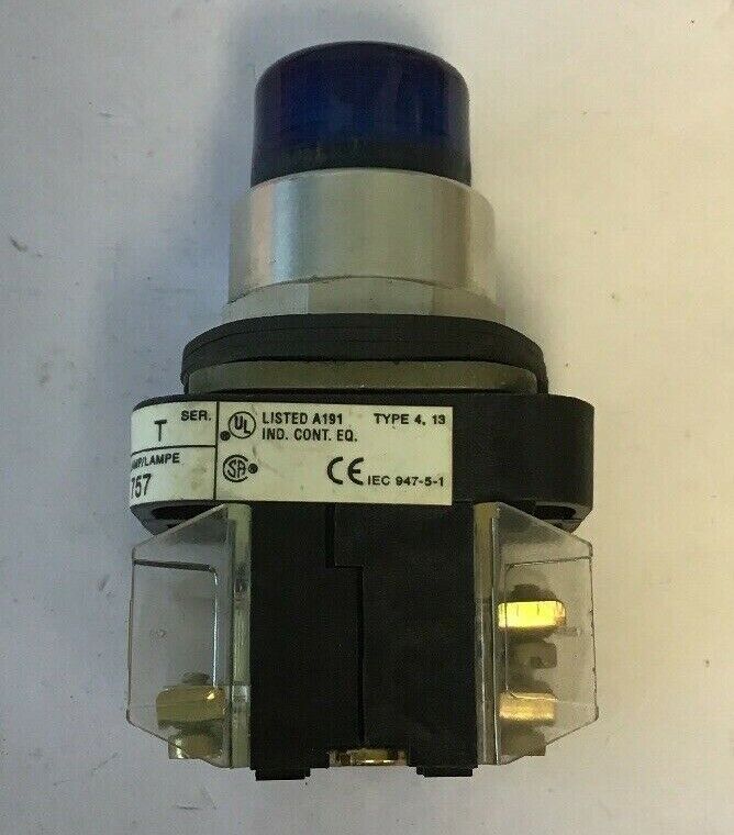 ALLEN BRADLEY 800T-QT24 SER.T BLUE PUSH BUTTON 24VAC/DC #757 LAMP