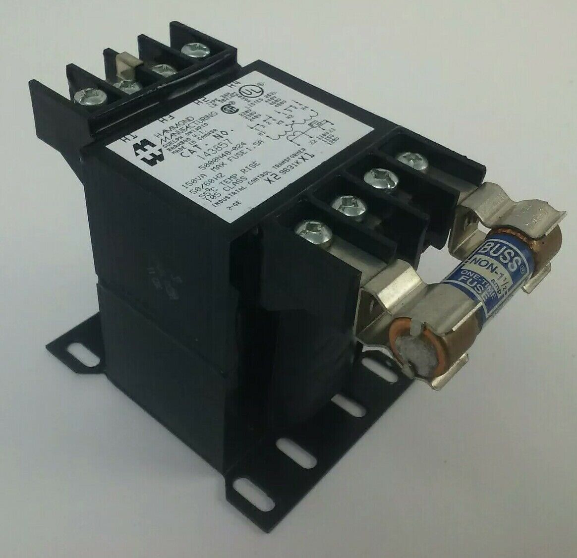 HAMMOND 143857 5000N48-024 INDUSTRIAL CONTROL TRANSFORMER 150VA 1.5A TYPE 3AH