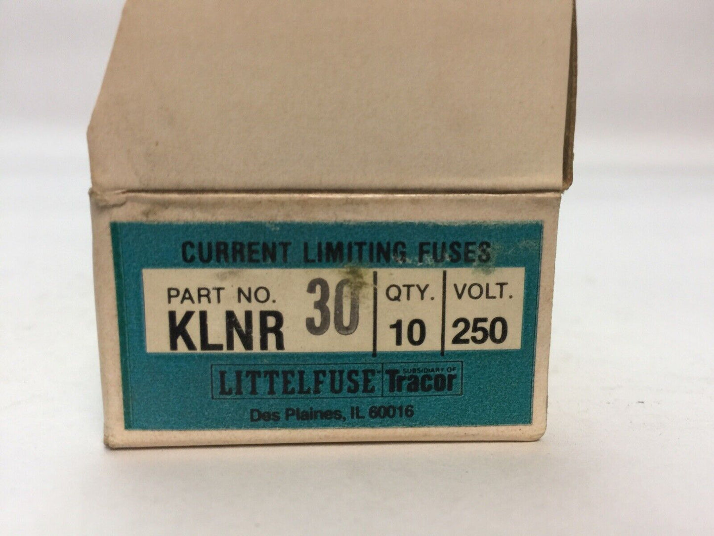 LITTELFUSE KLNR 30 CURRENT LIMITING FAST ACTING FUSE 250VAC 30AMP (BOX OF 10)