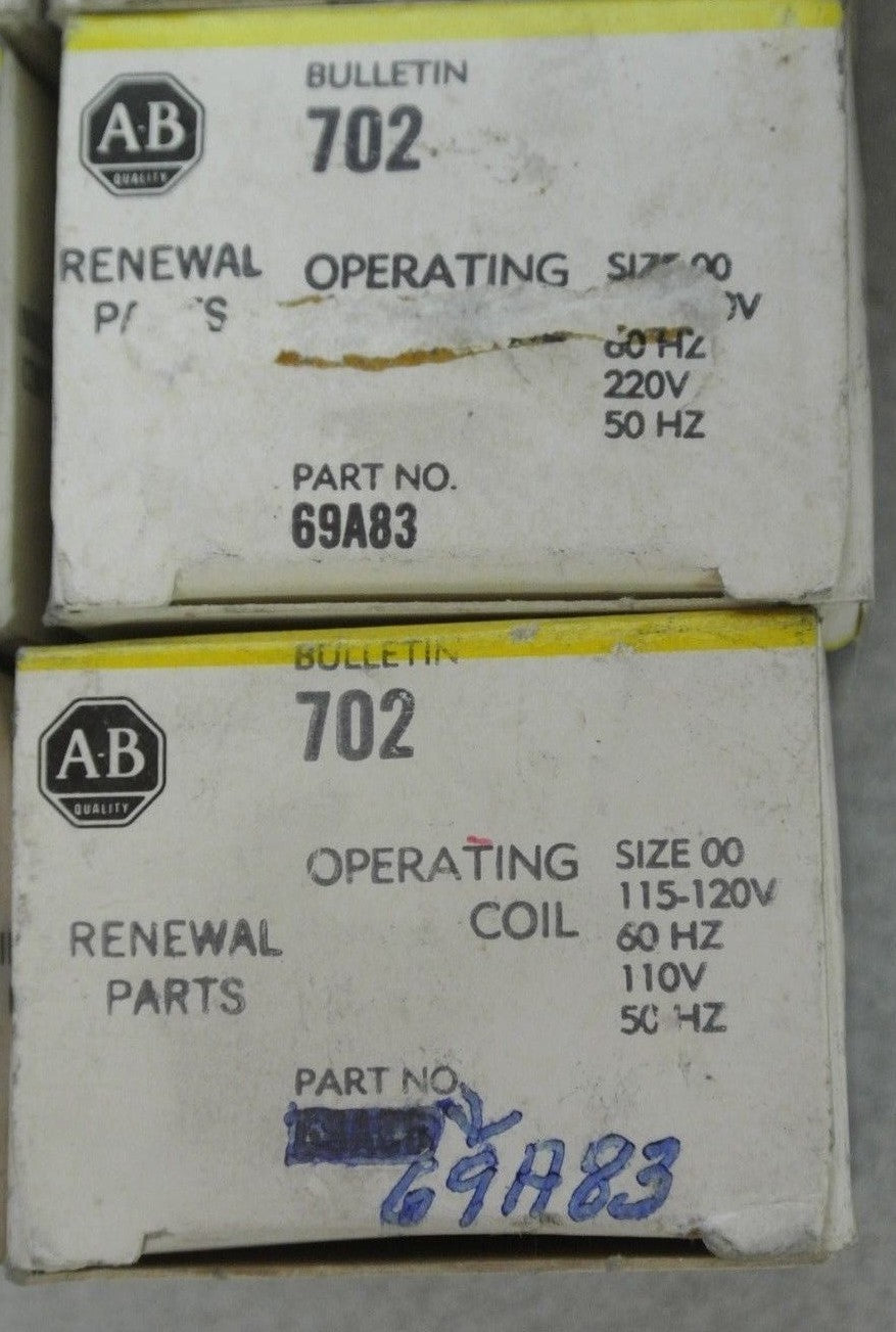 ALLEN-BRADLEY 69A83 COIL SIZE 00 220/50Hz, 230-240V/60Hz NEW SURPLUS LOT of 6