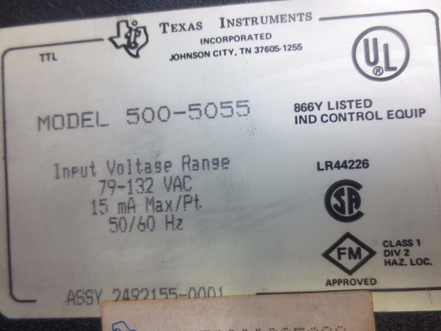 TEXAS INSTRUMENTS / SIEMENS 500-5055 INPUT MODULE - 32 PT, 110VAC