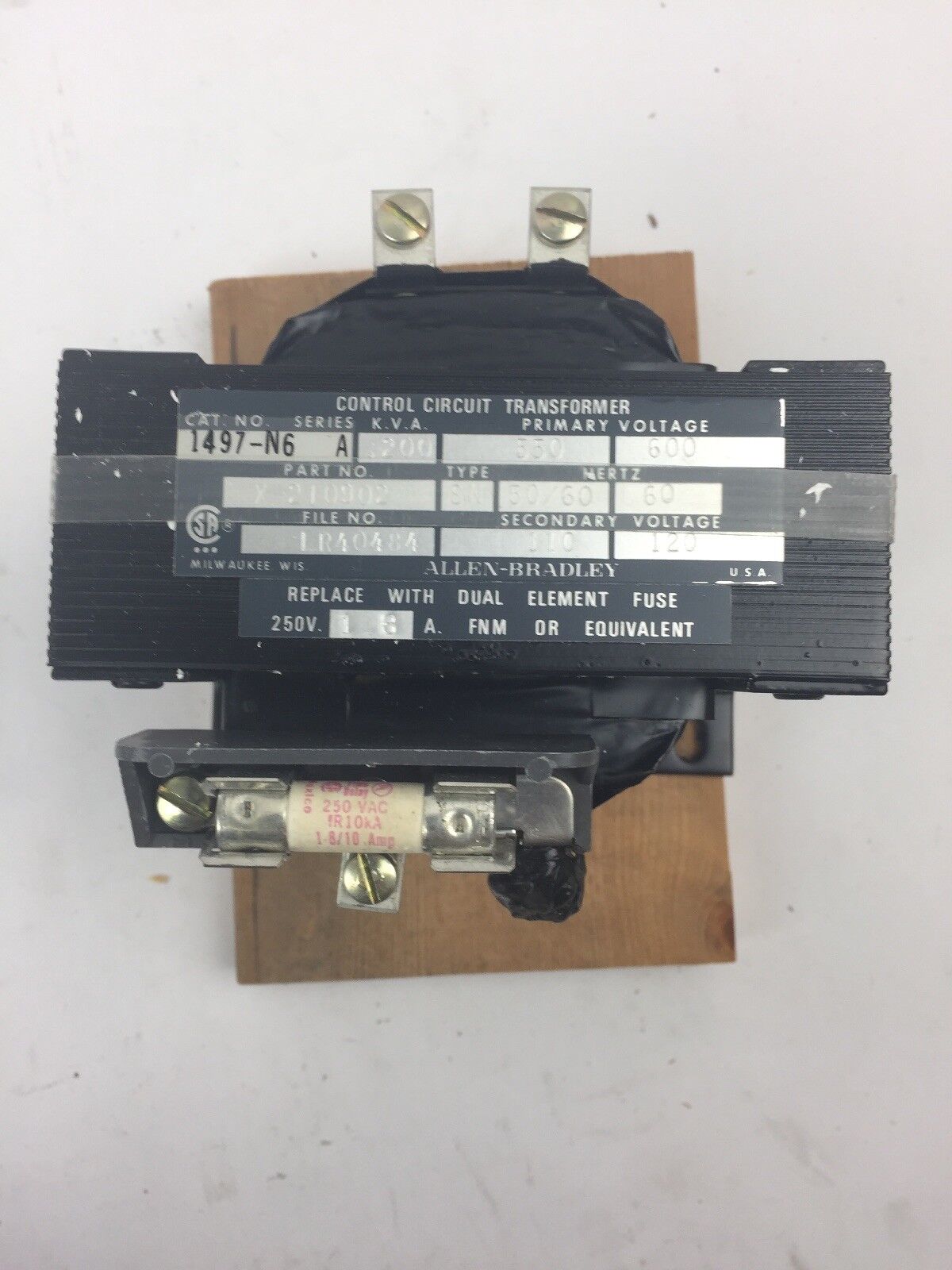 ALLEN BRADLEY 1497-N6 CONTROL CIRCUIT TRANSFORMER .200 KVA 600V 60HZ SERIES A