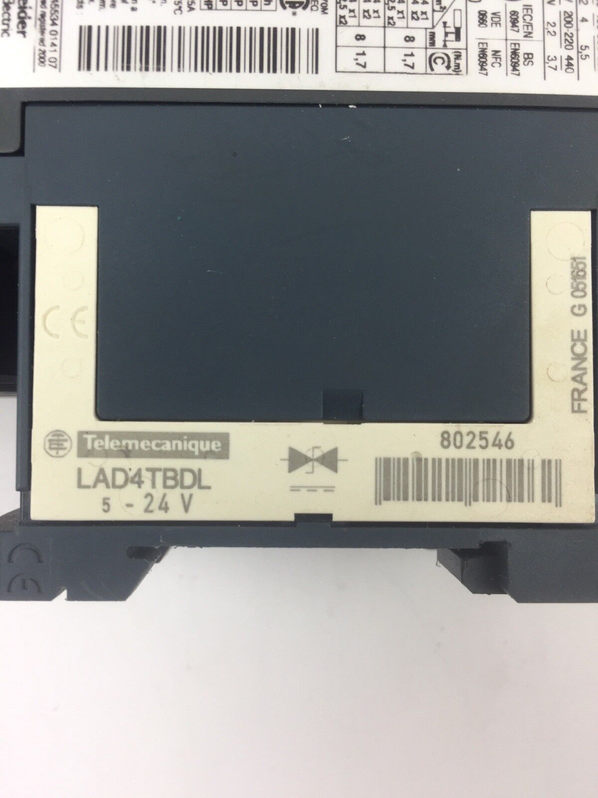 TELEMECANIQUE LC1D09BL CONTACTOR LRD06 OVERLOAD RELAY LAD4TBDL 24V