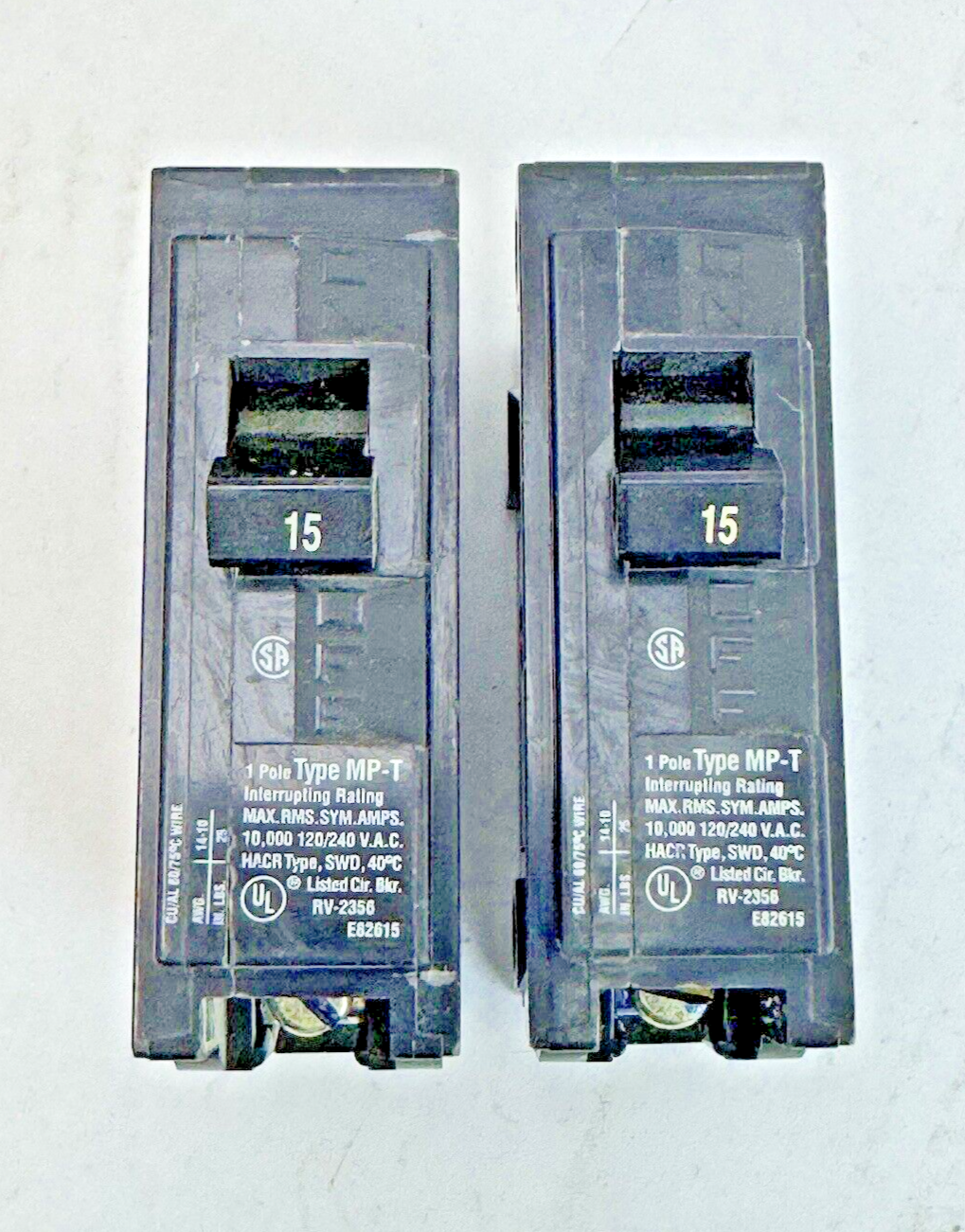 MURRAY *LOT OF 2*- MP115, 1 POLE, 15 A, 240 VAC CIRCUIT BREAKERS - NEW